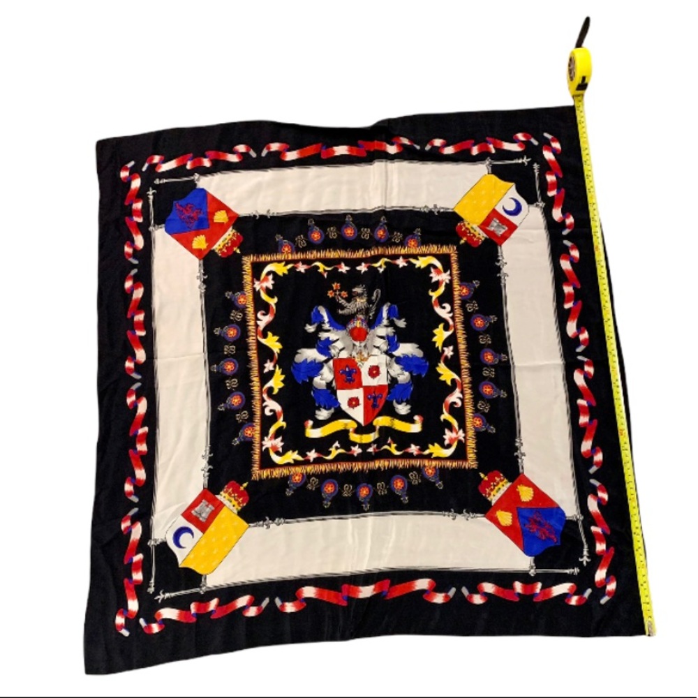Vintage Pure Silk Scarf Heraldic Design